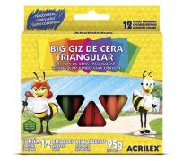 Giz de cera big giz c/12 triangular acrilex 09312