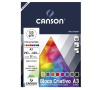 Bloco Canson  Papel Criativo  8 cores 120gs  c/32 folhas A3 