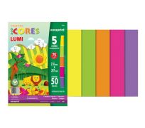 Papel criativo paper lumi A4 75gs 50ls 5 cores