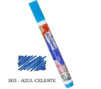 Caneta De Tecido - Acrilex Acrilpen ref: 503 - Cor Azul Celeste 