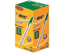 caneta esferográfica bic cristal 1,0 verde, cx c/50