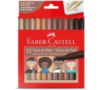 Caneta Faber Castell - Hidrográfica Vai e Vem Tons de Pele C/ 12 Cores (Ref:150112VVCCZF)