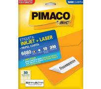 Etiqueta ink jet/laser pimaco carta 25,4 X 66,7mm 6080 c/ 10 fls