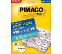 Etiqueta ink jet/laser pimaco carta circular 42,3 diametro 6093 c/ 10 fls