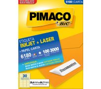Etiqueta ink jet/laser pimaco carta 25,4 x 66,7mm 6180 c/ 100 fls