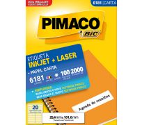 Etiqueta ink jet/laser pimaco carta 25,4 x 101,6mm 6181 c/ 100 fls