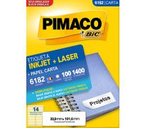 Etiqueta ink jet/laser pimaco carta33,9 x 101,6mm 6182 c/ 100 fls