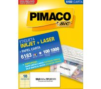 Etiqueta ink jet/laser pimaco carta 50,8 x 101,6mm 6183 c/ 100 fls