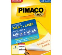 Etiqueta ink jet/laser pimaco carta 215,9 x 279,4mm 6185 c/ 100 fls