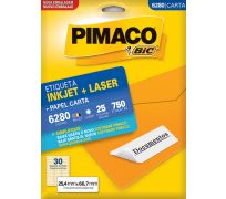 Etiqueta ink jet/laser pimaco carta 25,4 x 66,7mm 6280 c/ 25 fls