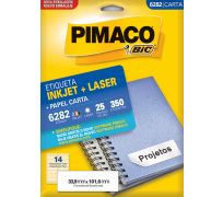 Etiqueta ink jet/laser pimaco carta 33,9 x 101,6mm 6282 c/ 25 fls