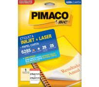 Etiqueta ink jet/laser pimaco carta 215,9 x 279,4mm 6285 c/ 25 fls