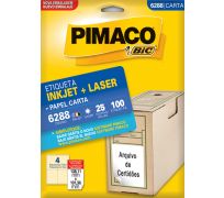 Etiqueta ink jet/laser pimaco carta 106,36 x 138,11mm 6288 c/ 25 fls