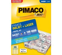 Etiqueta ink jet/laser pimaco A4 21,2 x 38,2mm A4351 c/ 100 fls