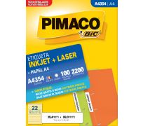 Etiqueta ink jet/laser pimaco A4 25,4 x 99,0mm A4354 c/ 100 fls