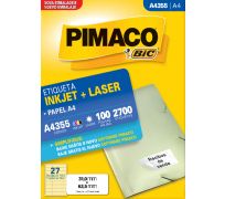 Etiqueta ink jet/laser pimaco A4 31,0 x 63,5mm A4355 c/ 100 fls