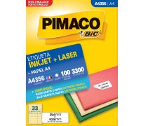 Etiqueta ink jet/laser pimaco A4 25,4 x 63,5mm A4356 c/ 100 fls