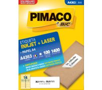 Etiqueta ink jet/laser pimaco A4 38,1 x 99,0mm A4363 c/ 100 fls