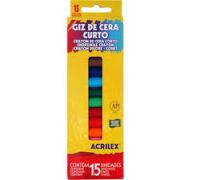 Giz de cera curton redondo acrilex 15 cores 09215