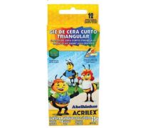 Giz De Cera Acrilex Triang Curto 12 Cores 09412