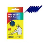 Giz de cera estaca Acrilex c/ 12 azul turquesa 501
