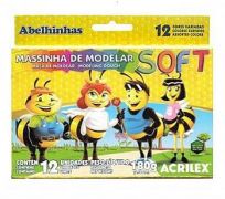 Massa para modelar acrilex soft com 12 cores 180g