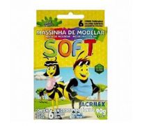 Massa para modelar acrilex soft com 6 cores 90gs