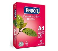 Papel report colors A4 210x297mm 75gs rosa, resma com 500 fls