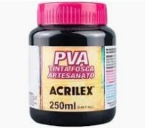 Tinta fosca PVA acrilex 250ml cor preta 520