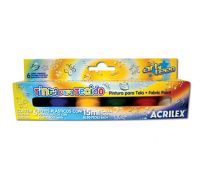 Tinta para tecido Acrilex 15ml 6 cores 04106