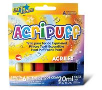 Tinta para tecido Acrilex acripuff 6 cores 04806