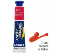 Tinta acrylic colors acrilex 20 ml vermelho cadmio 312